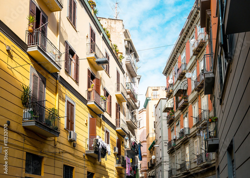 Street view of old town in Naples city, italy Europe © ilolab