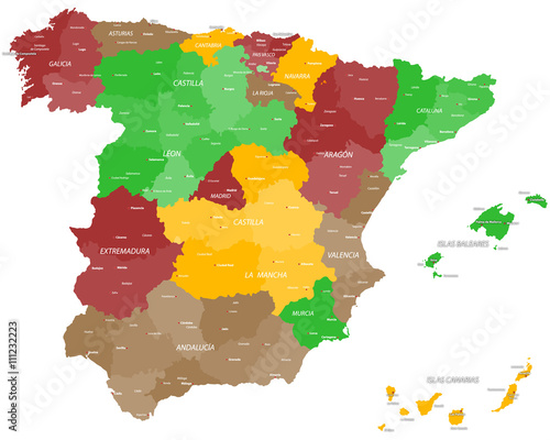Large and detailed map of Spain