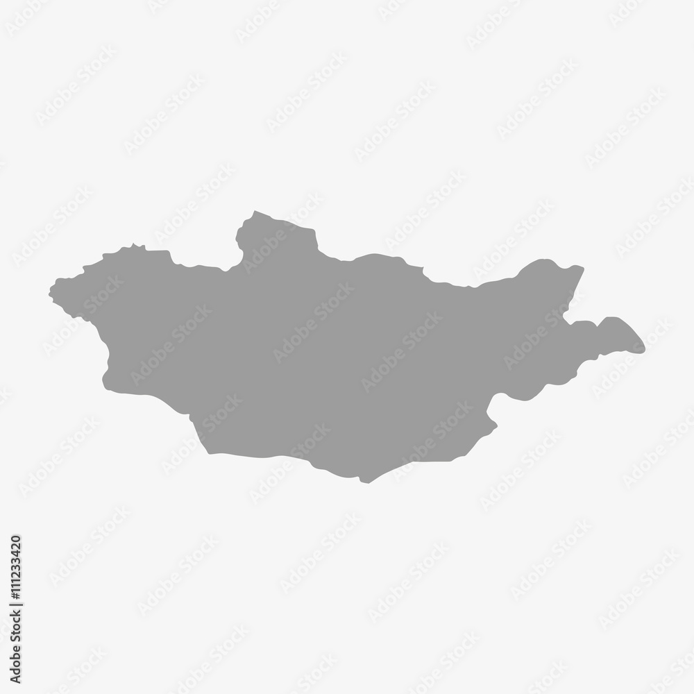 Fototapeta premium Mongolia map in gray on a white background