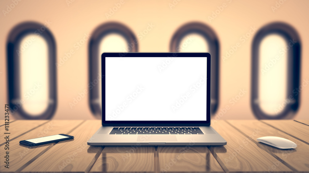 Fototapeta premium Laptop with blank screen.