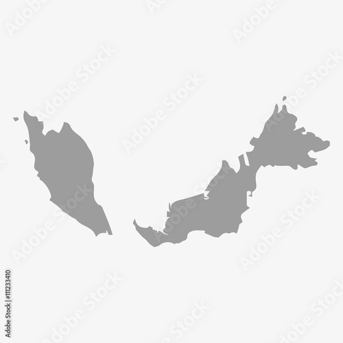 Malaysia map in gray on a white background