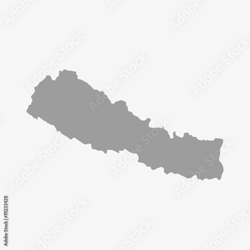 Nepal map in gray on a white background