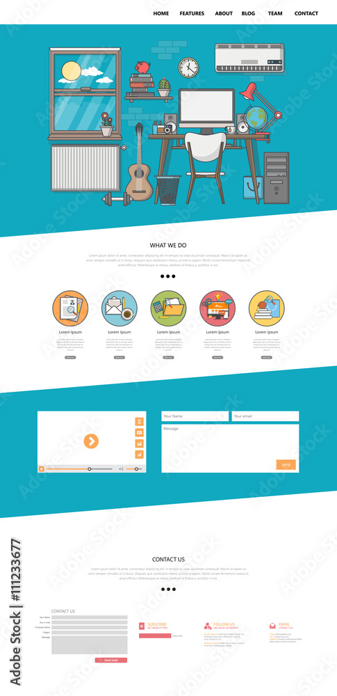 Quality One page website design template. Vector Design
