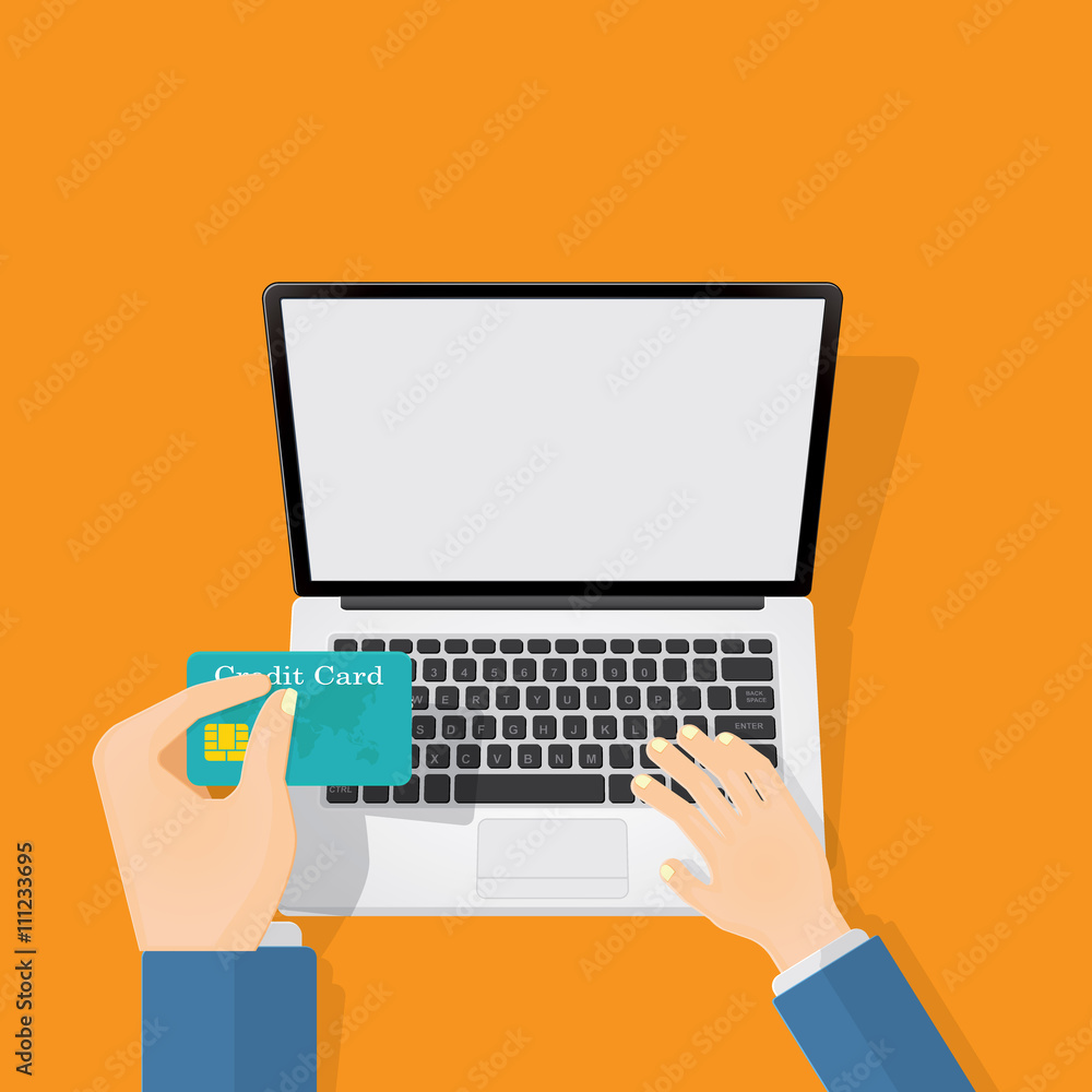 credit card & laptop. credit card & laptop.