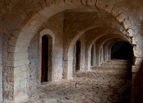 Catacomb passage, Arkadi monastery Crete Greece