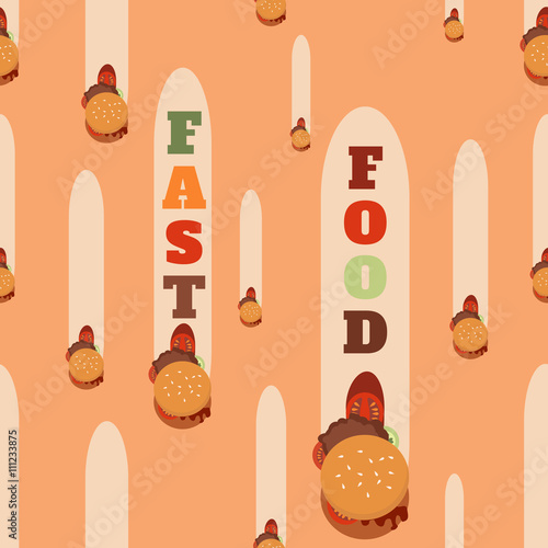 Fast food pattern of smashed hamburgers. Vector design