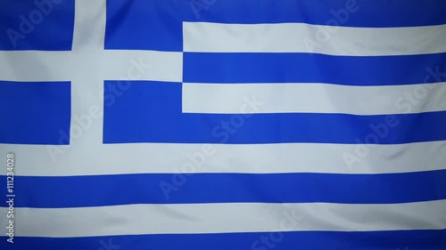Greece Flag real fabric Close up 4K
 photo