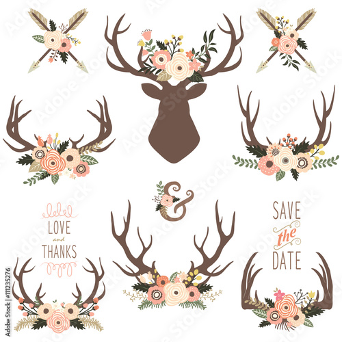 Floral Antlers Elements