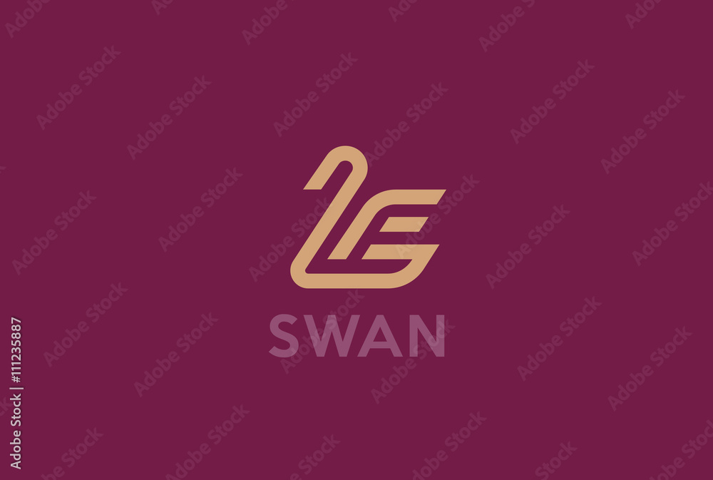 Fototapeta premium Swan Logo design vector template Linear style. Luxury lineart ic