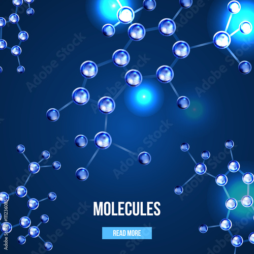 Banners with blue molecules design. 