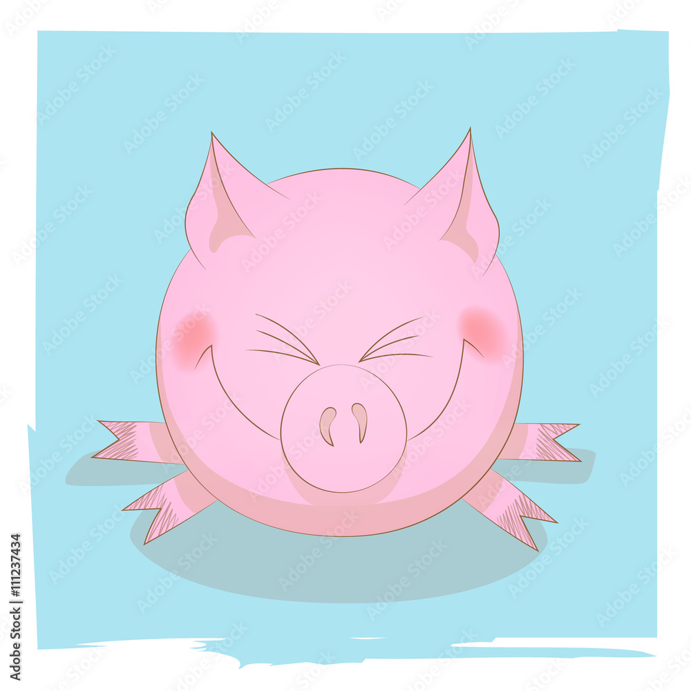 Illustration of cute smiling piggy Illustration of cute smiling piggy