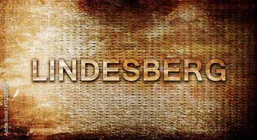 Lindesberg, 3D rendering, text on a metal background photo