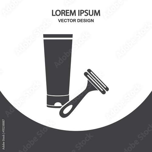 Shaving cream and razor icon on the background