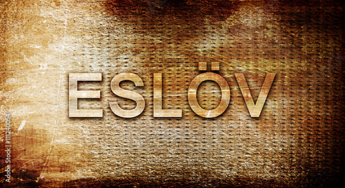 Eslov, 3D rendering, text on a metal background