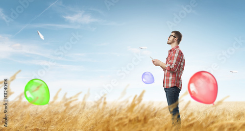 Guy using mobile phone