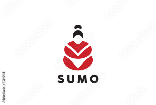 Sumo wrestler Logo design Japanese cuisine sushi roll vector