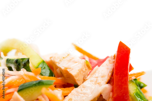 Eastern chicken salad with grated carrot.