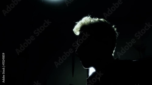 Slow motion of a girl drinking coffee and smoking