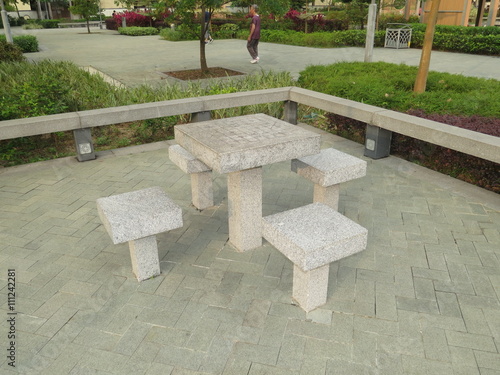 Stone tables and chairs