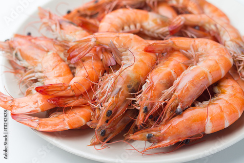 roasted shrimp on white plate