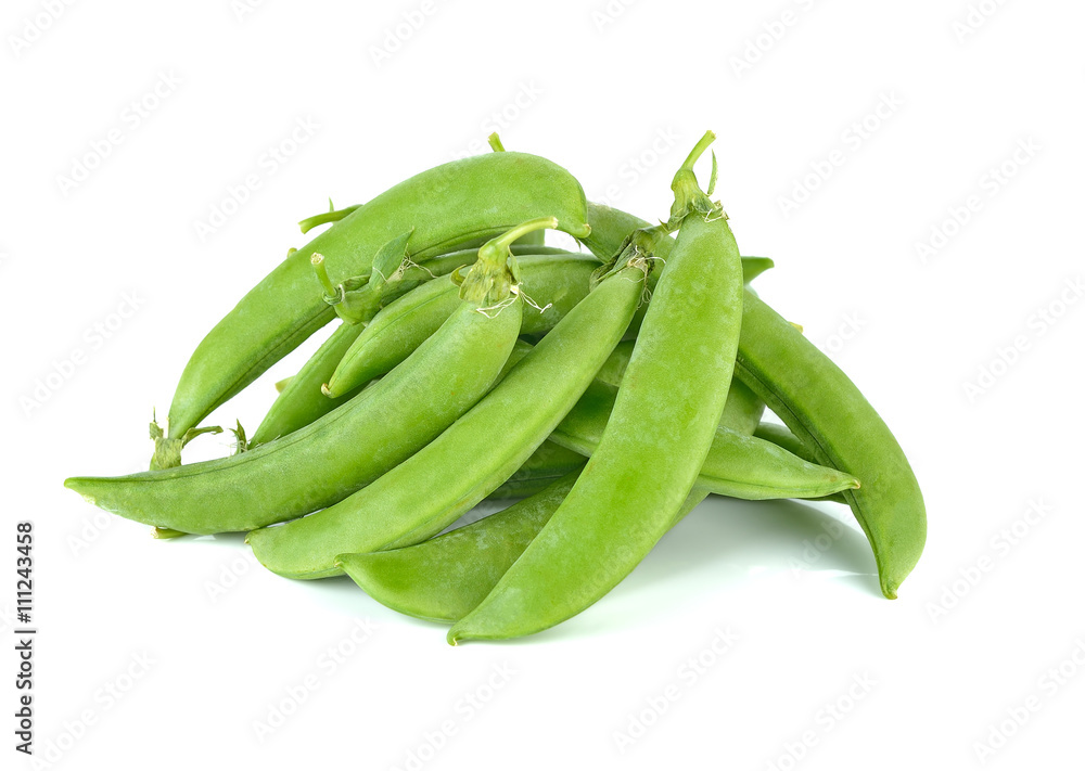 fresh sugar snap peas isolated white background