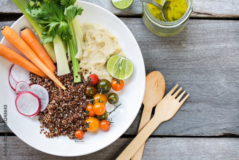 Quinoa with celery,carrot and hummus salad Quinoa with celery,carrot and hummus salad