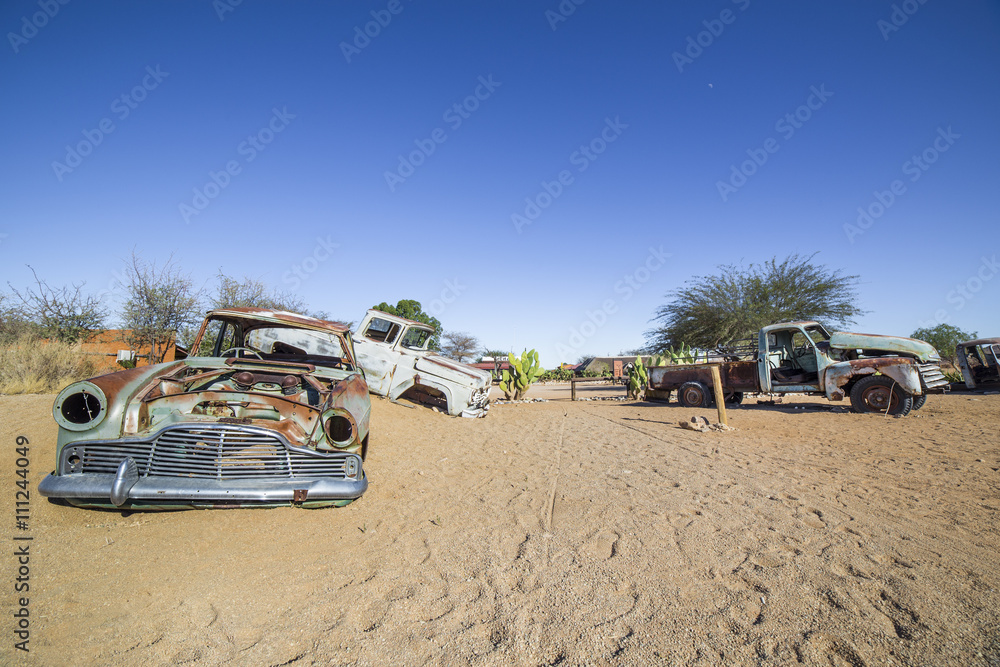 Abandoned vintage cars in Solitaire, a lonely settlement in Namibia