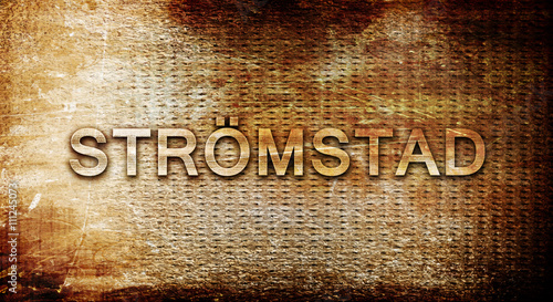 Stromstad, 3D rendering, text on a metal background photo