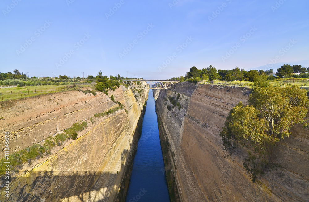 Isthmus of Corinth - Corinth canal connects the Gulf of Corinth with the Saronic Gulf Greece