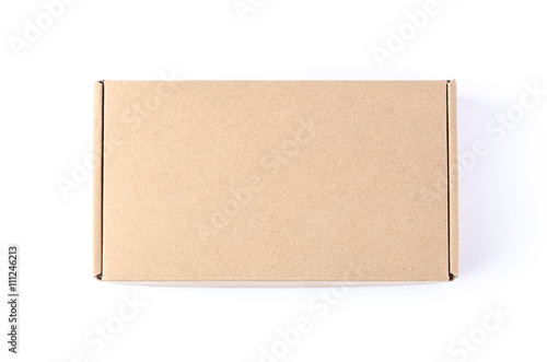Cardboard brown box or Craft package box isolated on a white background © azonman