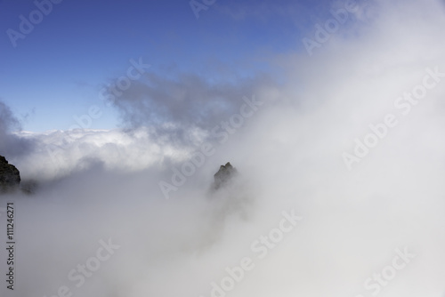 pico arieiro on madeira island out of the clouds