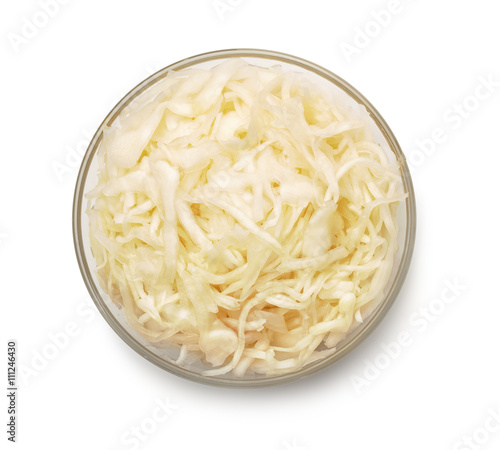 Top view of bowl with sauerkraut