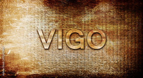 Vigo, 3D rendering, text on a metal background