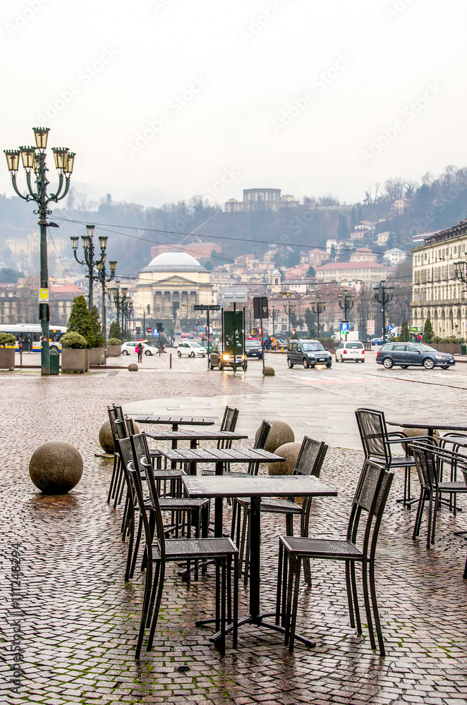 Turin Piazza Vittorio Veneto - Piedmont - rainy day