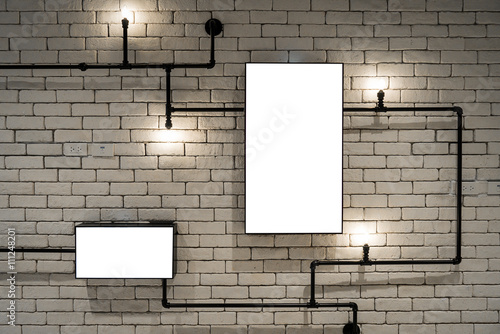 advertising display wall and light bulbs