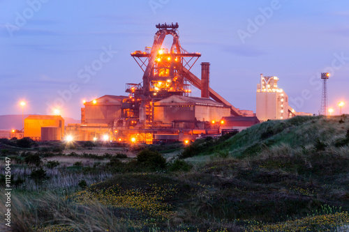 factory and nature in twilight photo