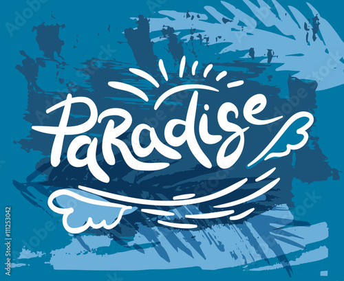 Blue summer card "Paradise"