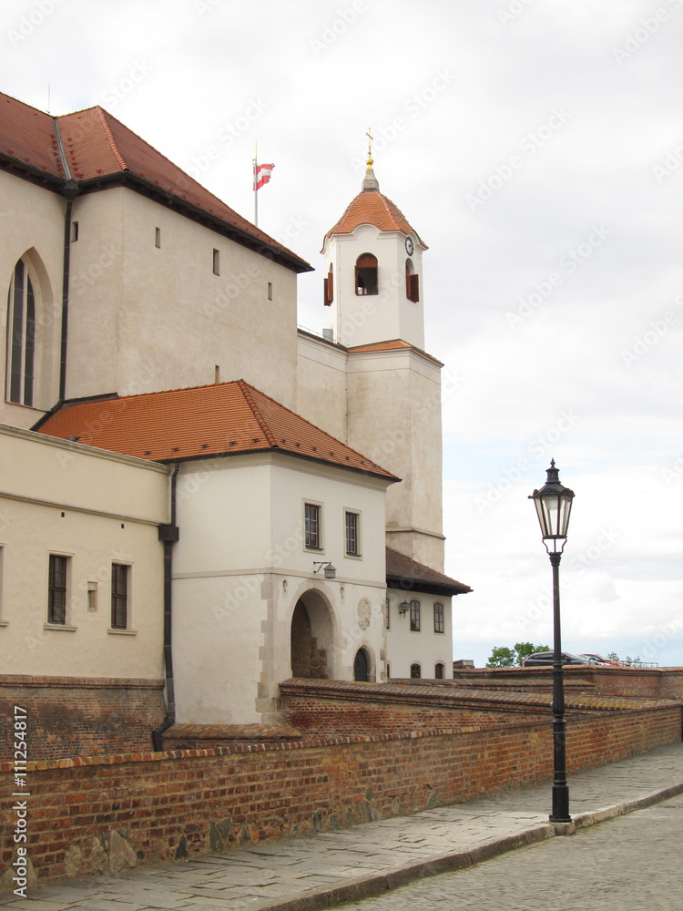 Spilberk castle in Brno, Czech Republic and a lamp in front of it