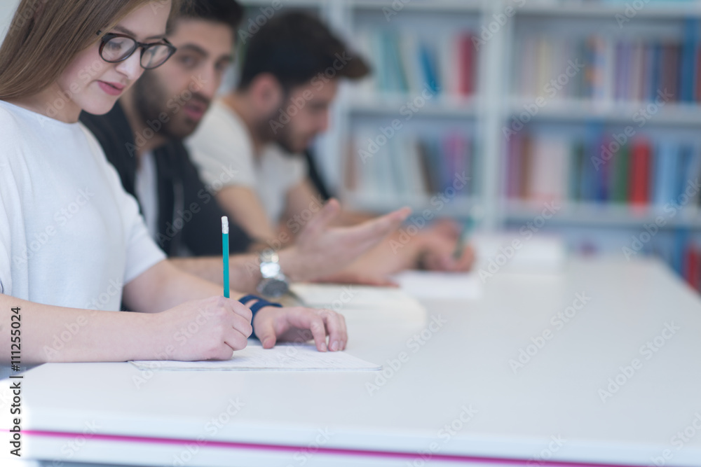 group of students study together in classroom group of students study together in classroom