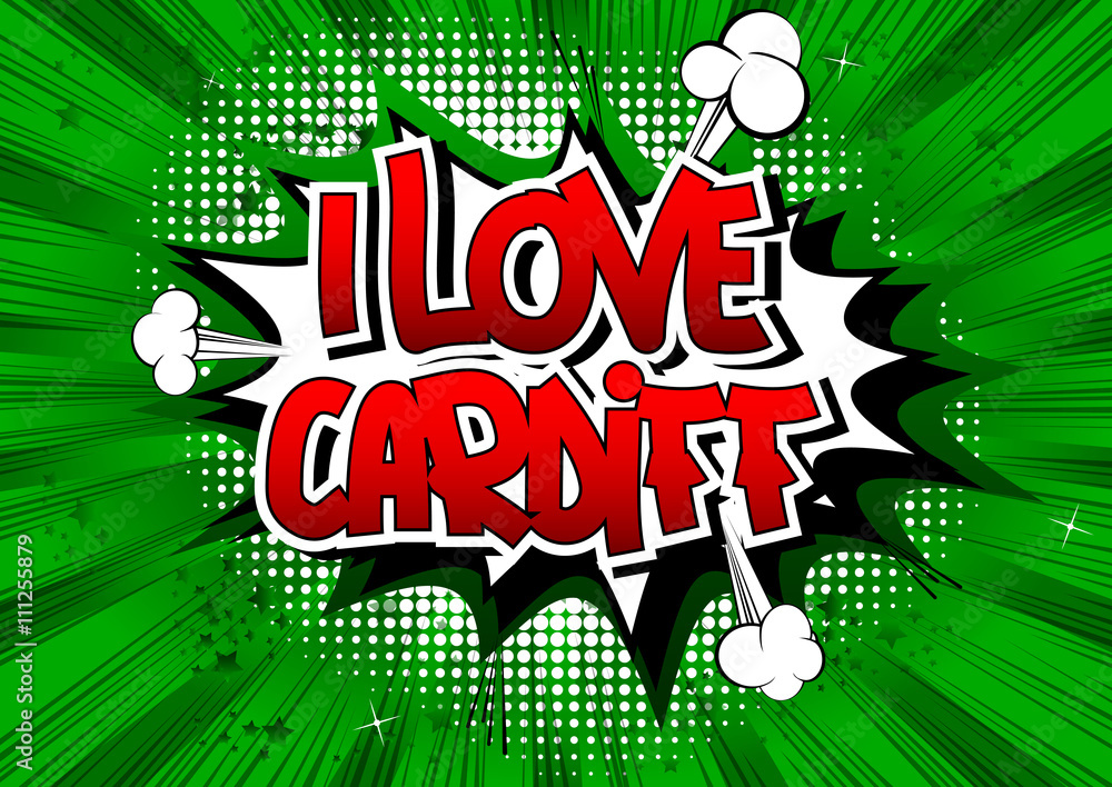 custom made wallpaper toronto digitalI Love Cardiff - Comic book style word.