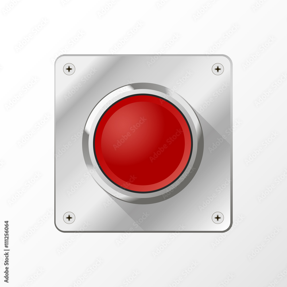 Round web button on metal platform Round web button on metal platform
