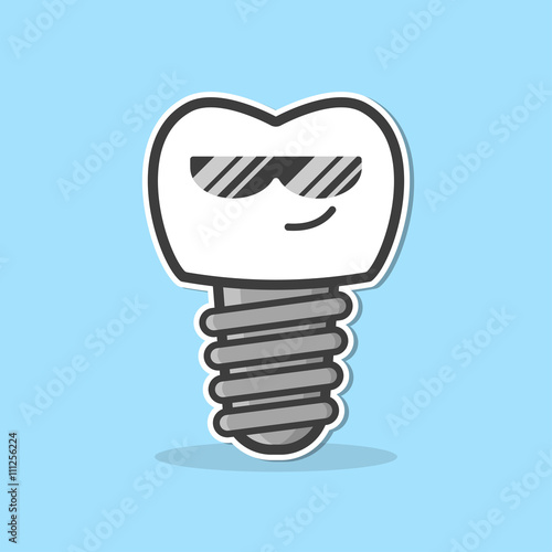 Cartoon dental implant.