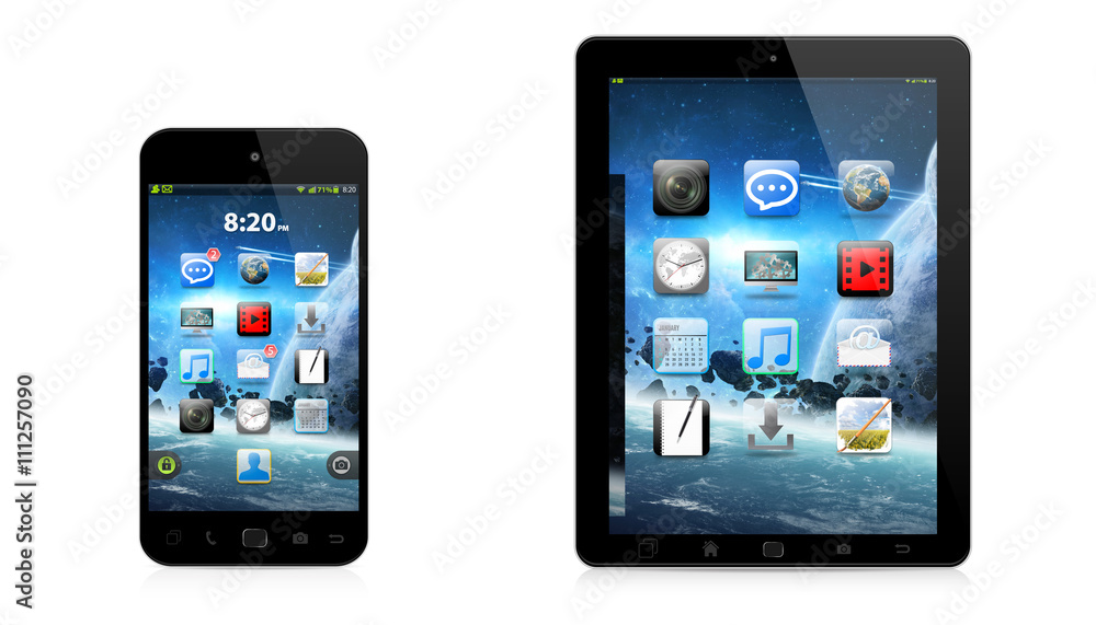 Modern digital phone and tablet on white background Modern digital phone and tablet on white background