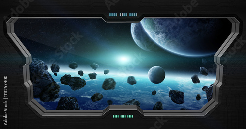 Fototapeta Naklejka Na Ścianę i Meble -  View of outer space from inside a space station