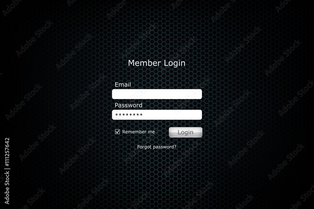 Login form page with metal cell Login form page with metal cell