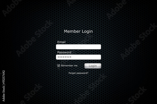 Login form page with metal cell