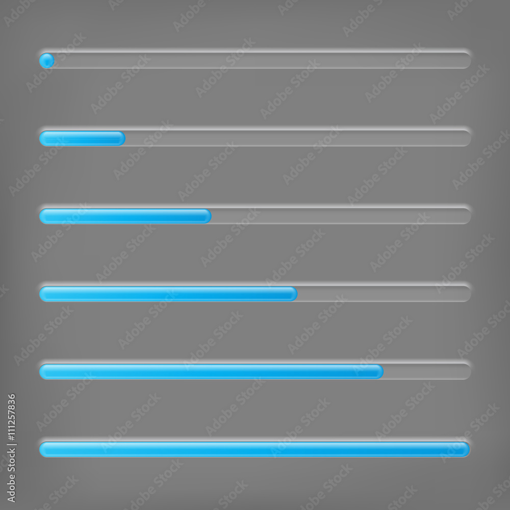 Set of progress bars on gray background. Set of progress bars on gray background.