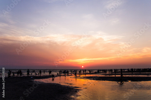 sunset at Bangsean beach Chonburi Thailand