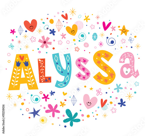 Alyssa girls name decorative lettering type design