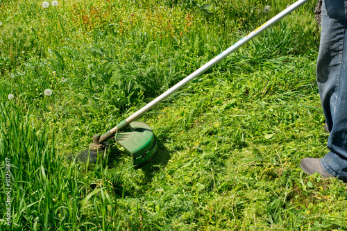 Man trimming the grass